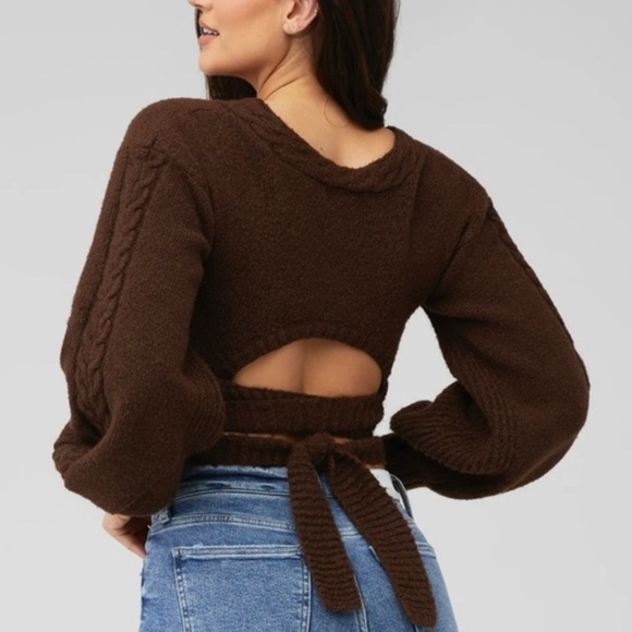 For Love and Lemons Amelia crop sweater brown size M NWT - Picture 5 of 11